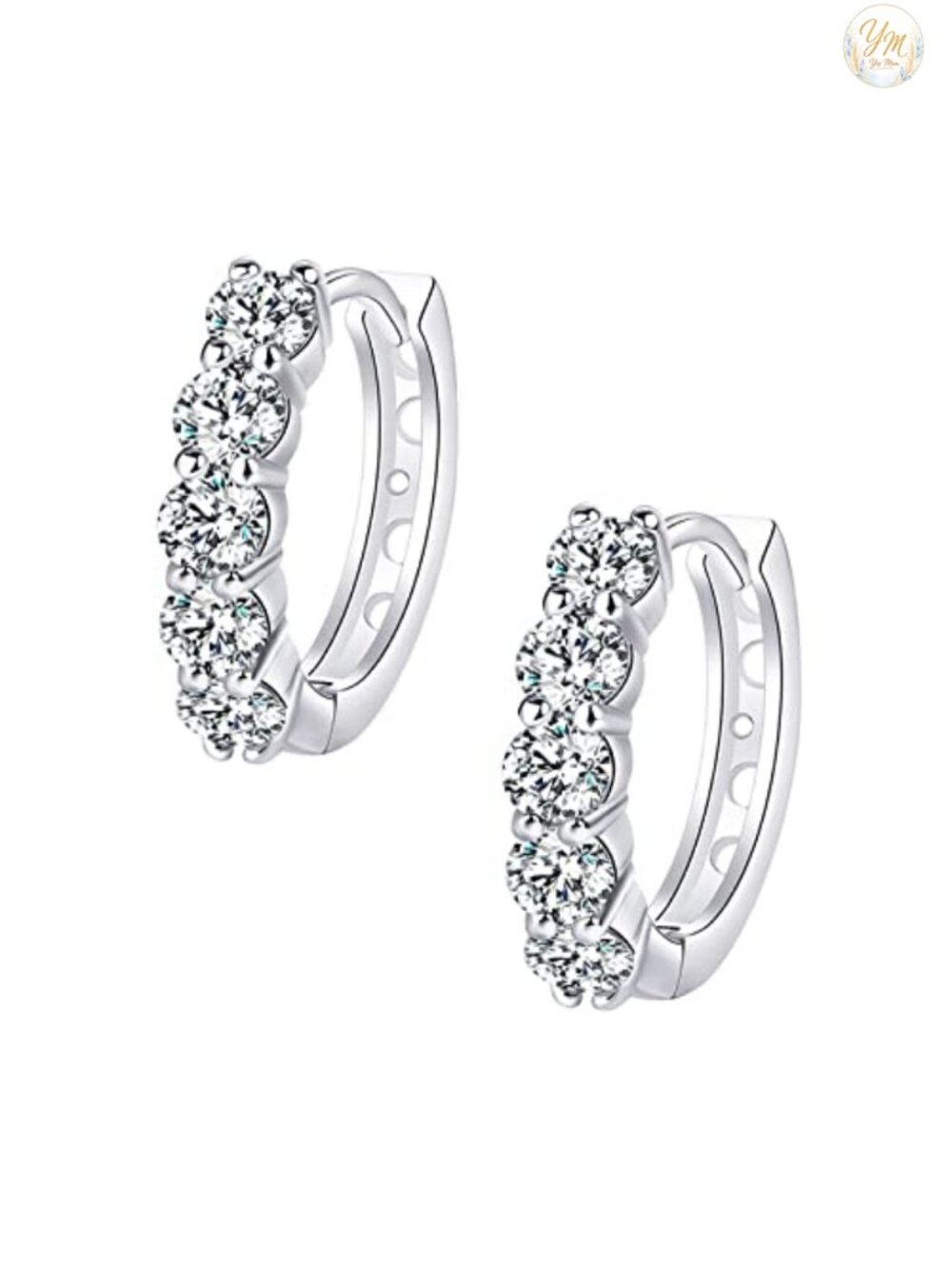 Moissanite Huggie Hoop Earrings Sterling Silver 1ct